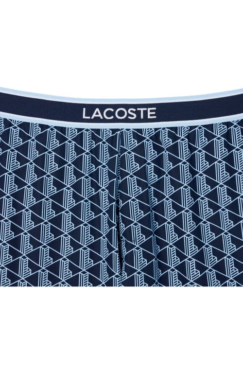 Lacoste Monogram Stretch Cotton Pajama Pants In Blue