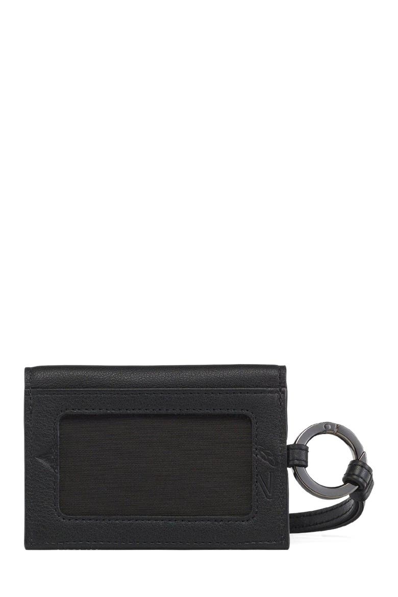 Aren Lanyard ID Wallet in Maxi Monogram Leather, Alternate, color, Black