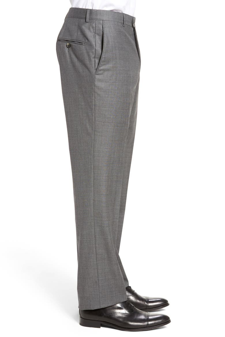 Tasmanian Grey Sharkskin Flat Front Wool Suit Separates Trousers, Alternate, color, MED. GREY