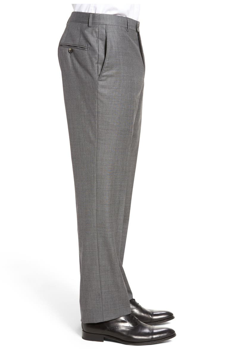 Hickey Freeman Tasmanian Grey Sharkskin Flat Front Wool Suit Separates Trousers, Alternate, color,