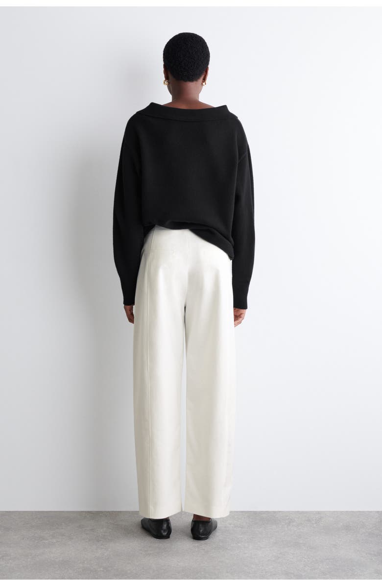 COS Pima Cotton Barrel-Leg Pants, Alternate, color, White