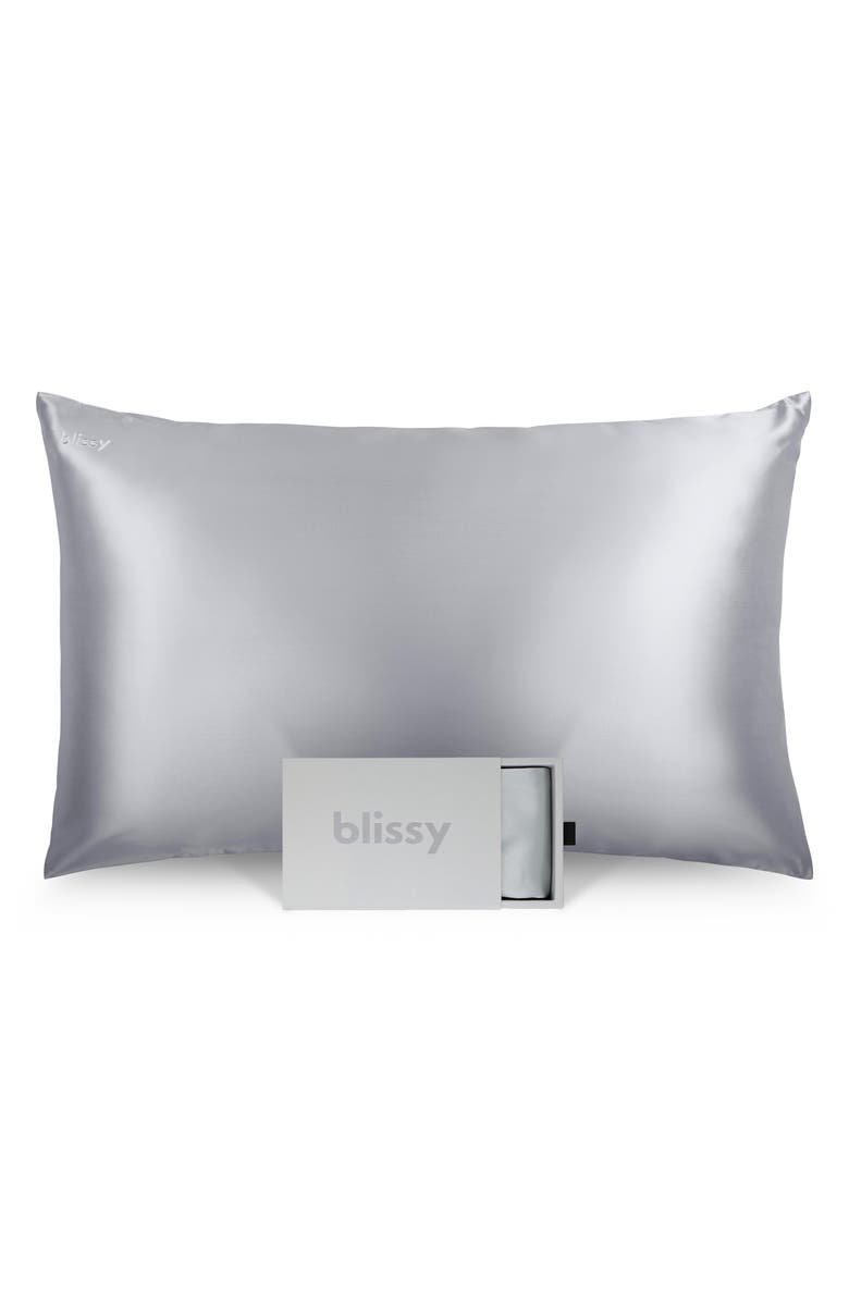 BLISSY Mulberry Silk Pillowcase, Main, color, Silver
