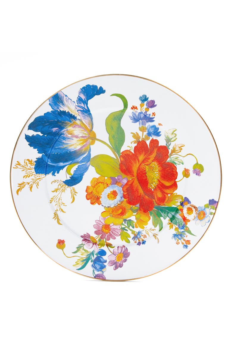 MACKENZIE CHILDS Flower Market Enameled Steel Platter, Main, color, White Multi