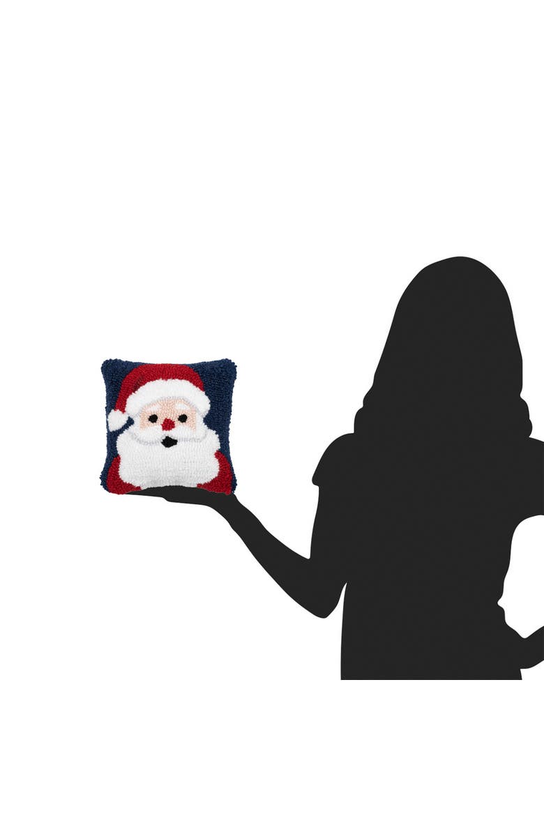 Christmas Santa Wishes Hooked Mini Blue Accent Pillow 8" x 8", Alternate, color, Blue