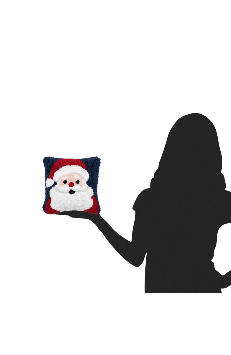C&F Home Christmas Santa Wishes Hooked Mini Blue Accent Pillow 8" x 8", Alternate, color, Blue