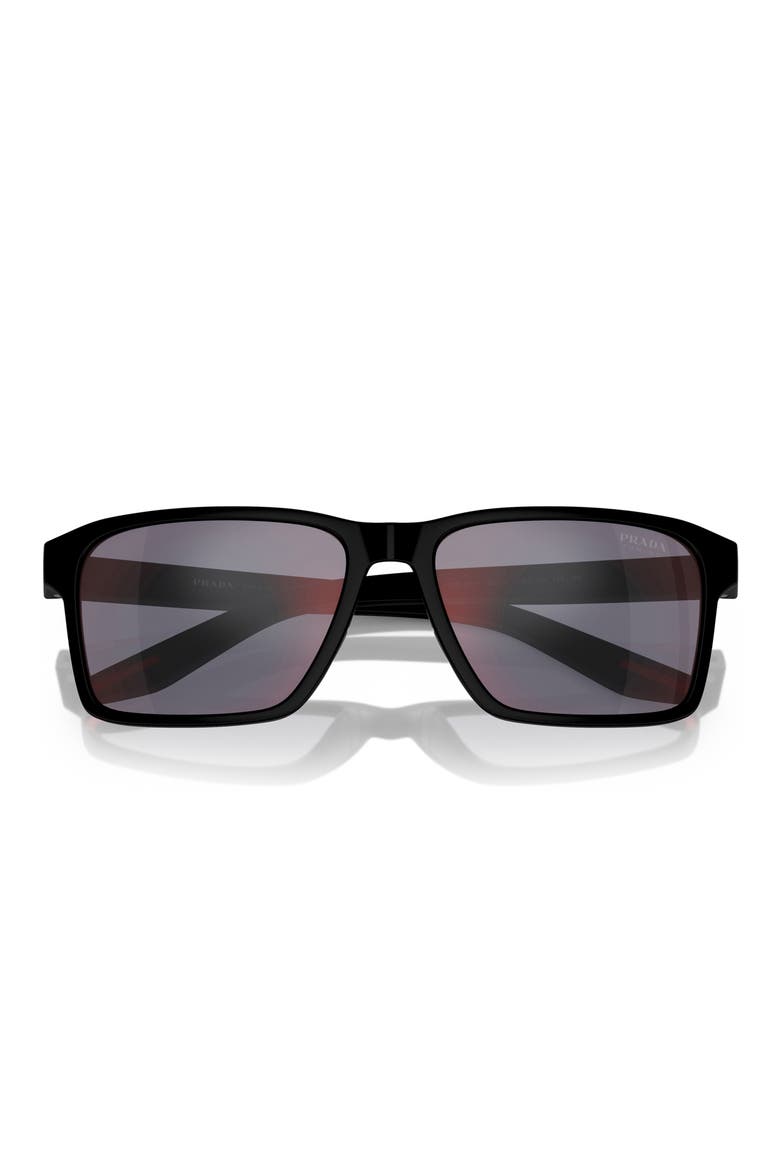 58mm Rectangular Sunglasses, Alternate, color, MATTE BLACK