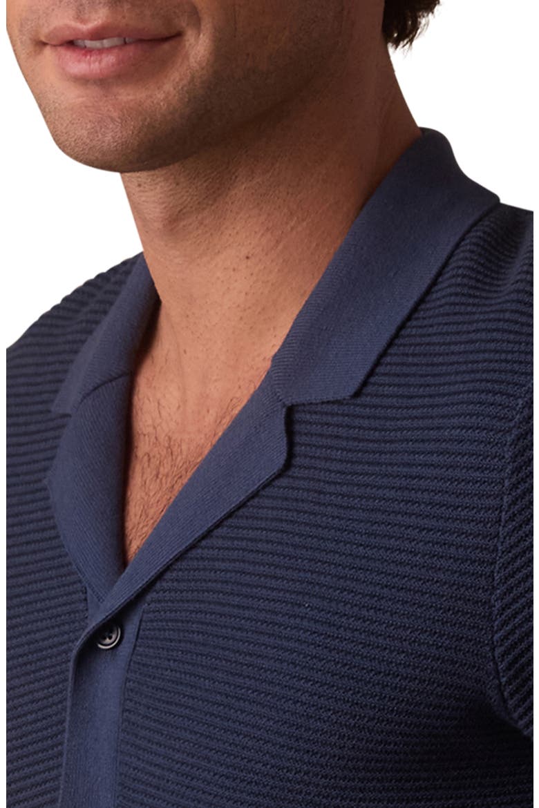 Robles Bird's Eye Knit Camp Shirt, Alternate, color, DENIM/ DARK NAVY