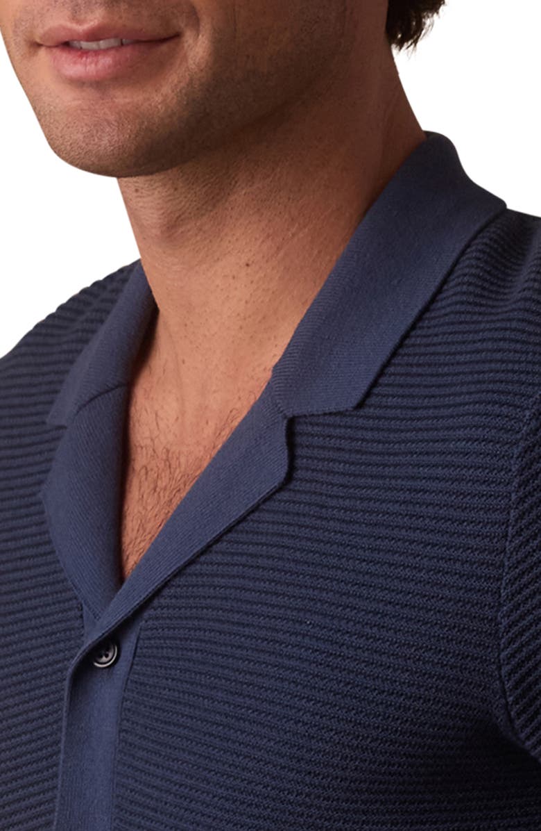 The Normal Brand Robles Bird's Eye Knit Camp Shirt, Alternate, color, Denim/ Dark Navy