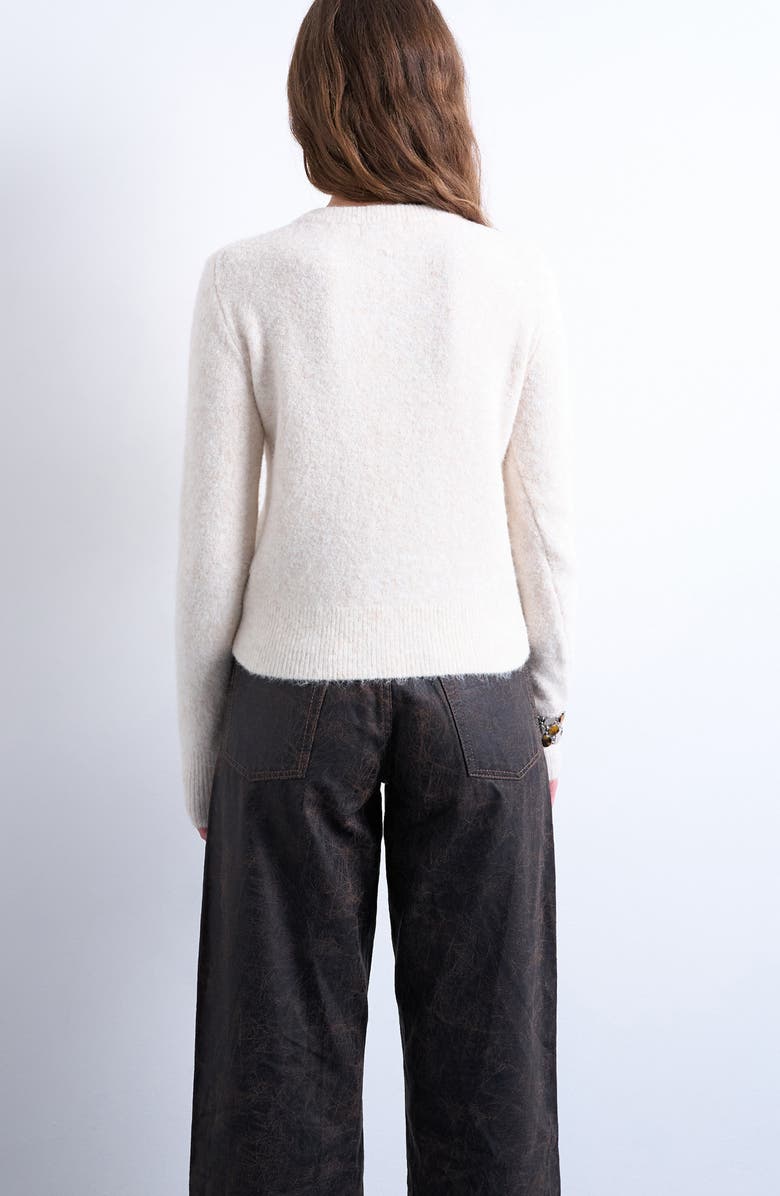 Topshop Covered Button Cardigan, Alternate, color, Ivory