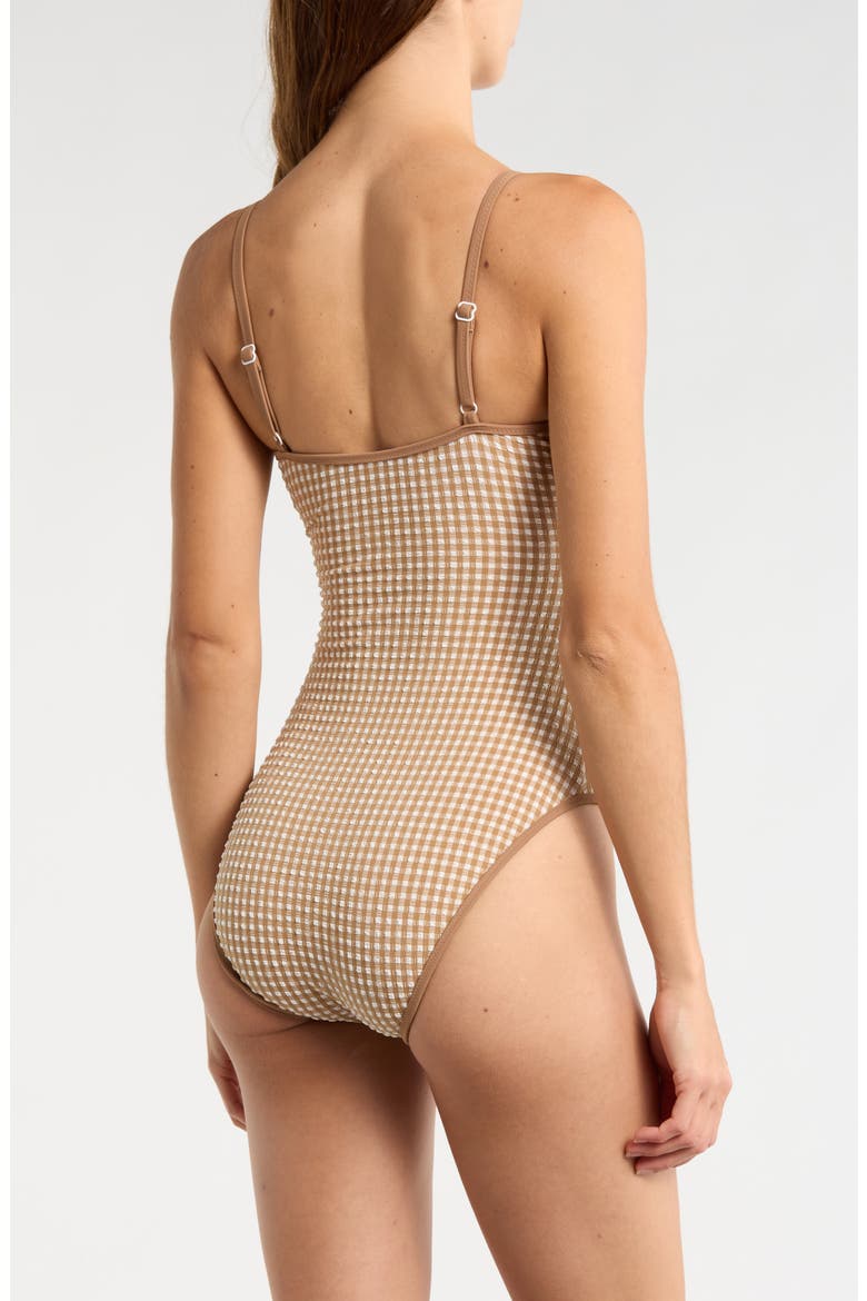 Keyhole One-Piece Swimsuit, Alternate, color, TOASTED COCONUT