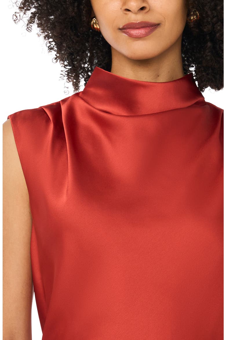 Mock Neck Sleeveless Satin Top, Alternate, color, FIRESIDE