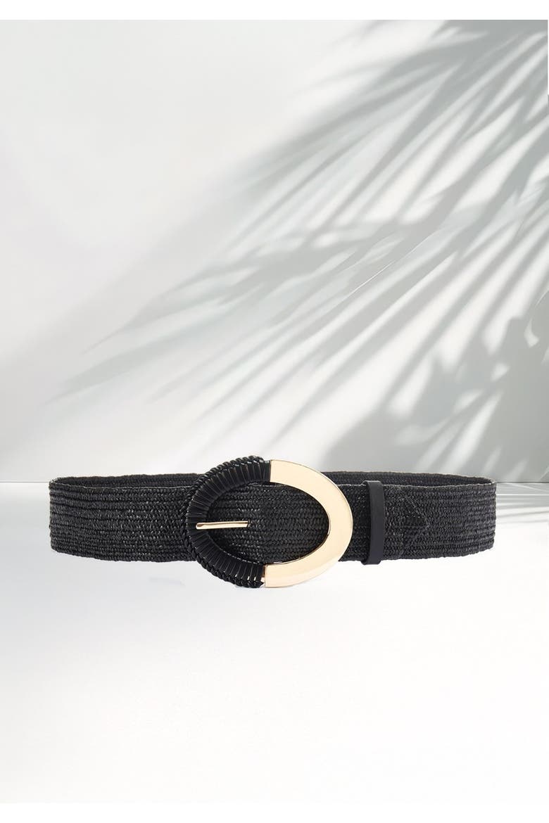 Raffia Waist Belt, Alternate, color, Black