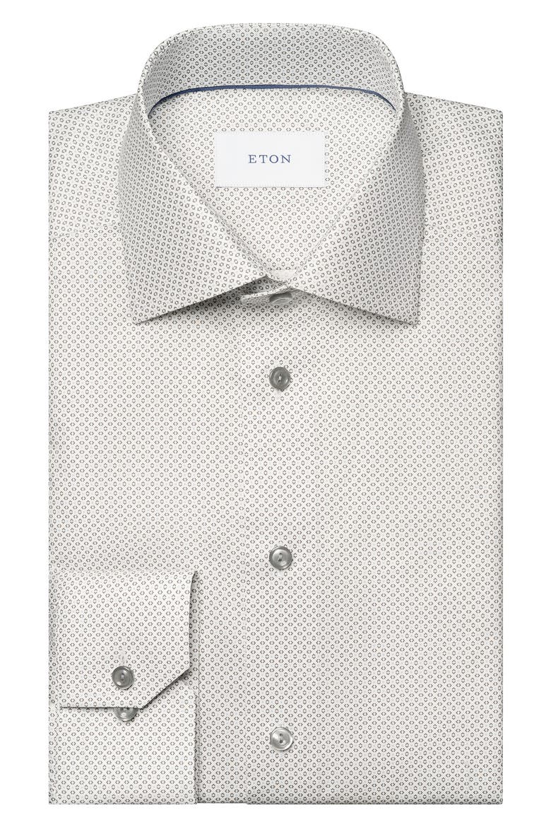 Slim Fit Geometric Print Dress Shirt, Main, color, LIGHT GREY