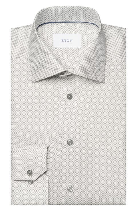 Slim Fit Geometric Print Dress Shirt