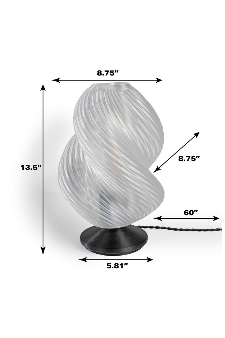 Gema 13.5" Mid-Century Coastal Plant-Based PLA 3D Printed Dimmable LED Table Lamp, Alternate, color, Light Smoke/Black