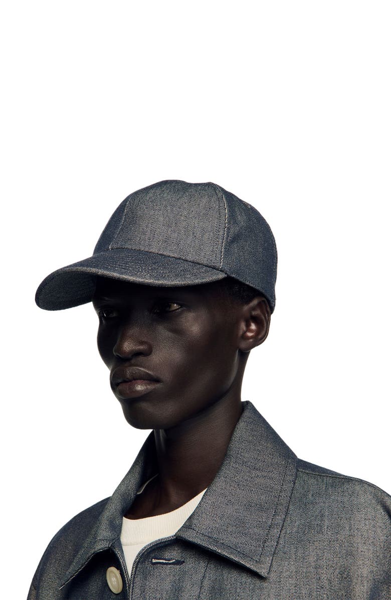 SANDRO Denim cap with logo, Alternate, color, Blue