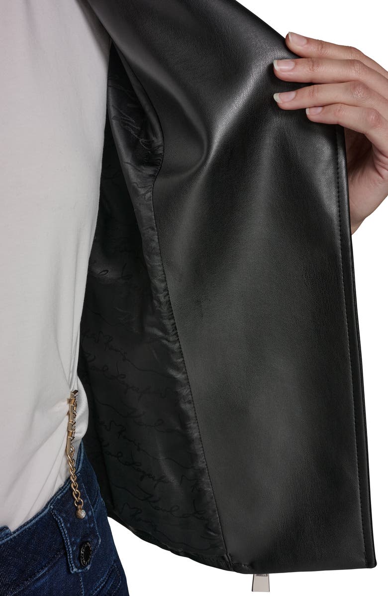 KARL LAGERFELD Moto Jacket With Charm Studs, Alternate, color, Black