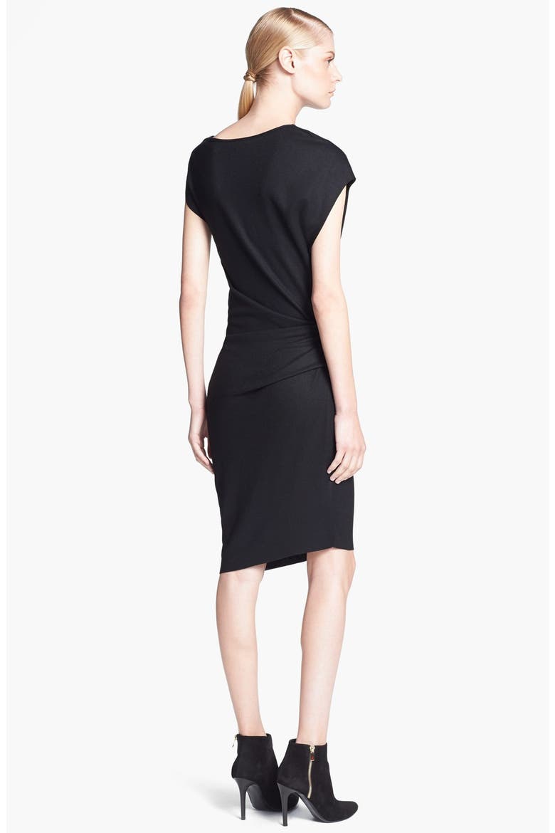 'Sonar Wool' Asymmetrical Sleeve Dress, Alternate, color, BLACK