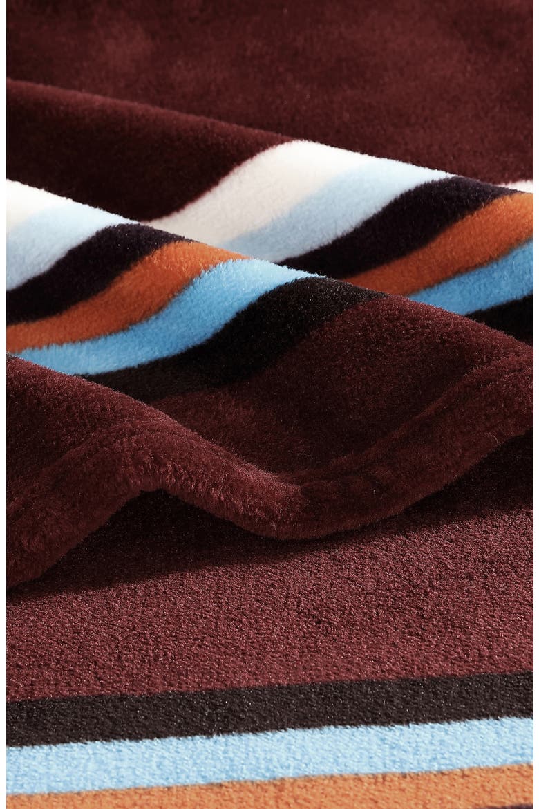Western Saddle Stripe Fleece Blanket, Alternate, color, DARK RED