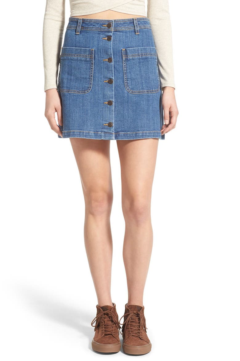 'James' Patch Pocket Skirt, Main, color, MEDIUM WASH