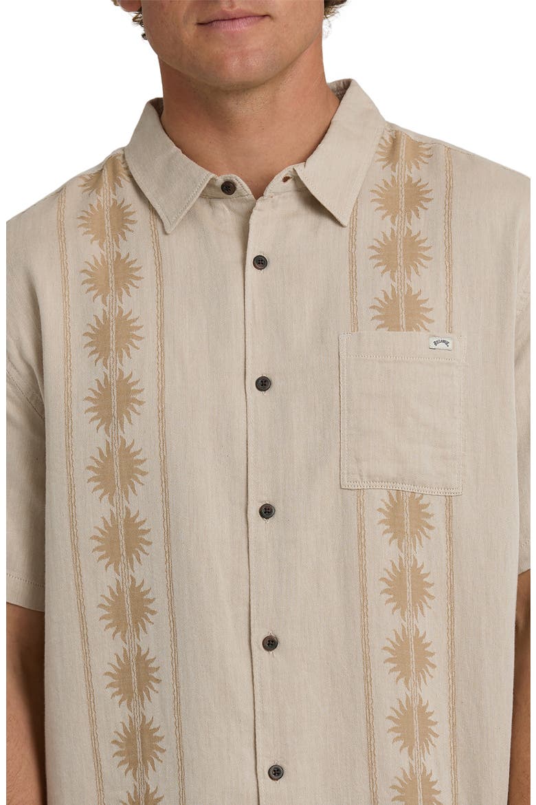 Cordoba Short Sleeve Linen Blend Button-Up Shirt, Alternate, color, DESERT KHAKI