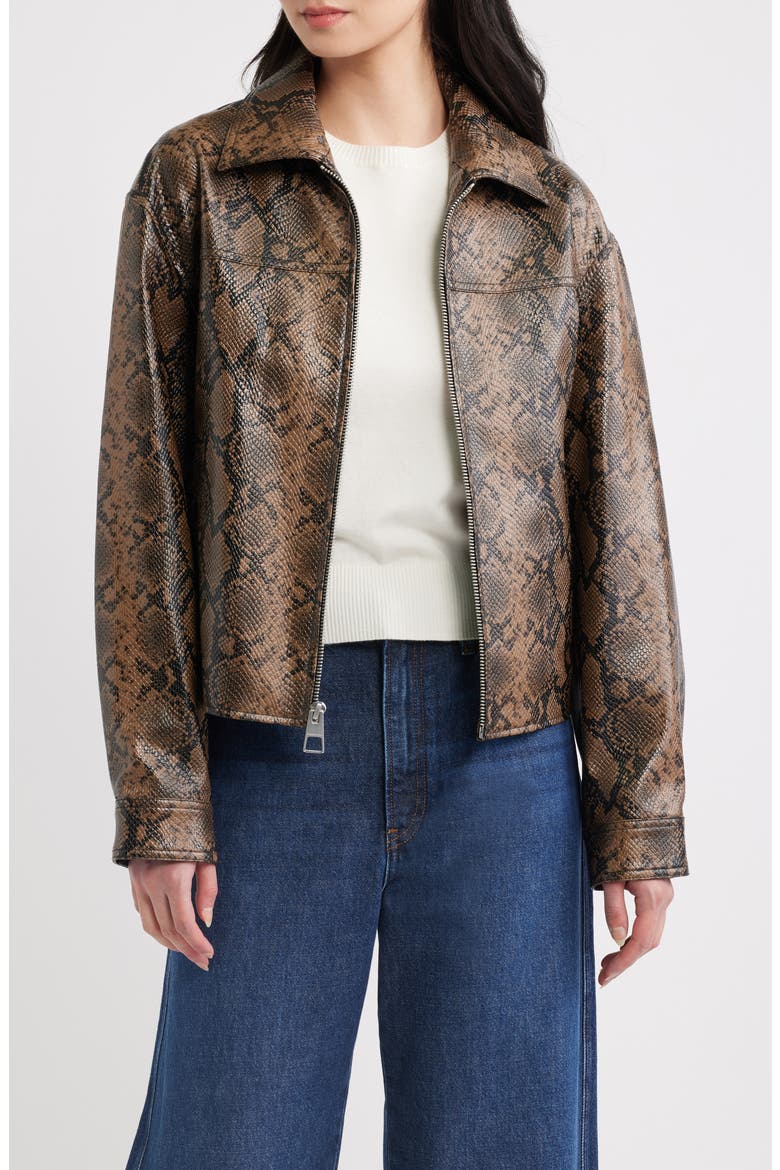 Faux Snakeskin Jacket, Main, color, BROWN SNAKE
