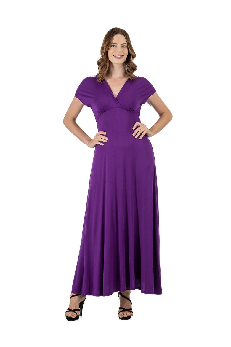 V-Neck Sleeveless Maxi Dress with Belt, Main, color, Purple
