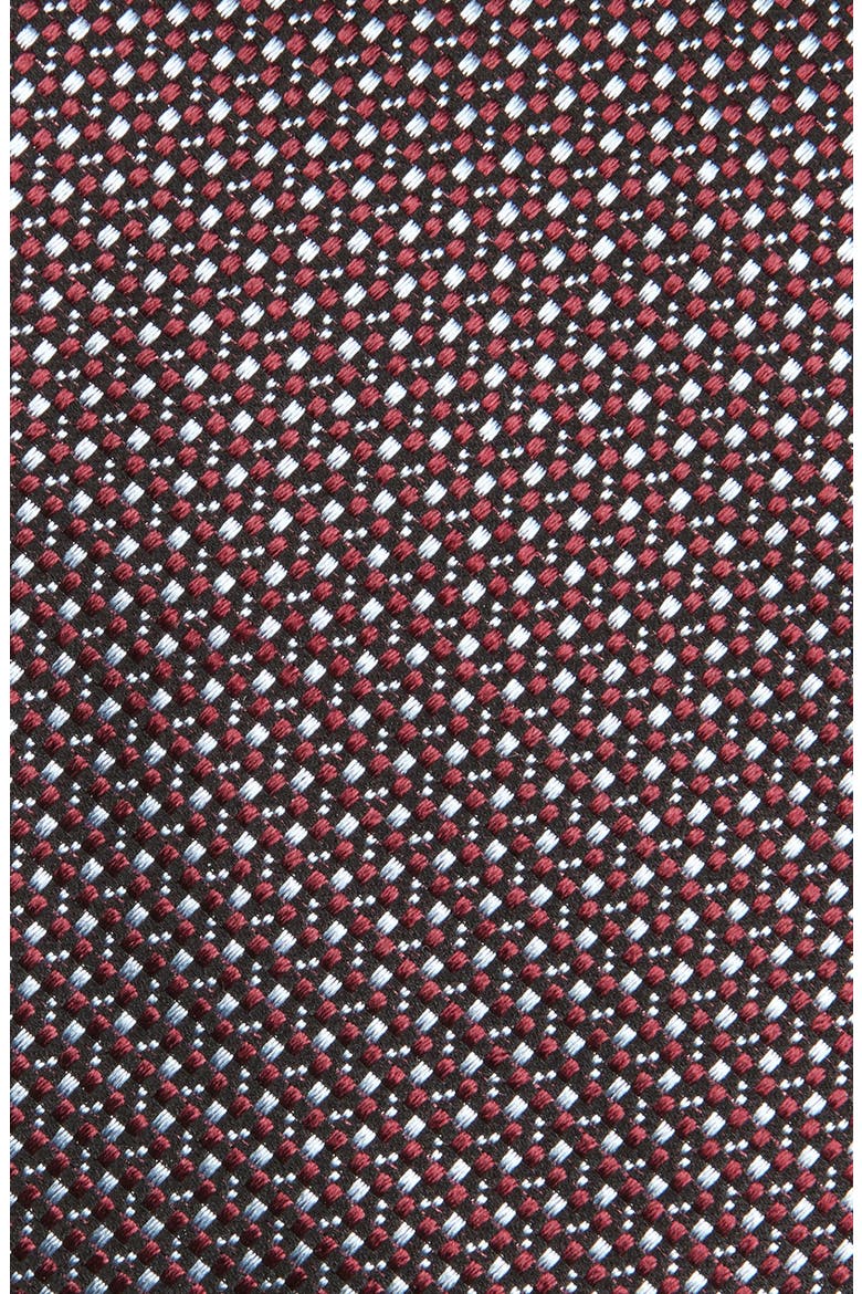 Geometric Silk Jacquard Tie, Alternate, color, DARK RED