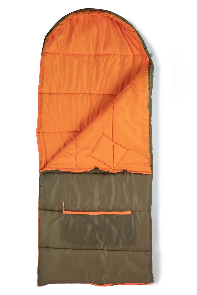 Kids' Sleep-n-Pack Water Repellent Sleeping Bag Backpack, Alternate, color, OLIVE/ BRIGHT ORANGE