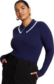 ELOQUII Double Collared Sweater