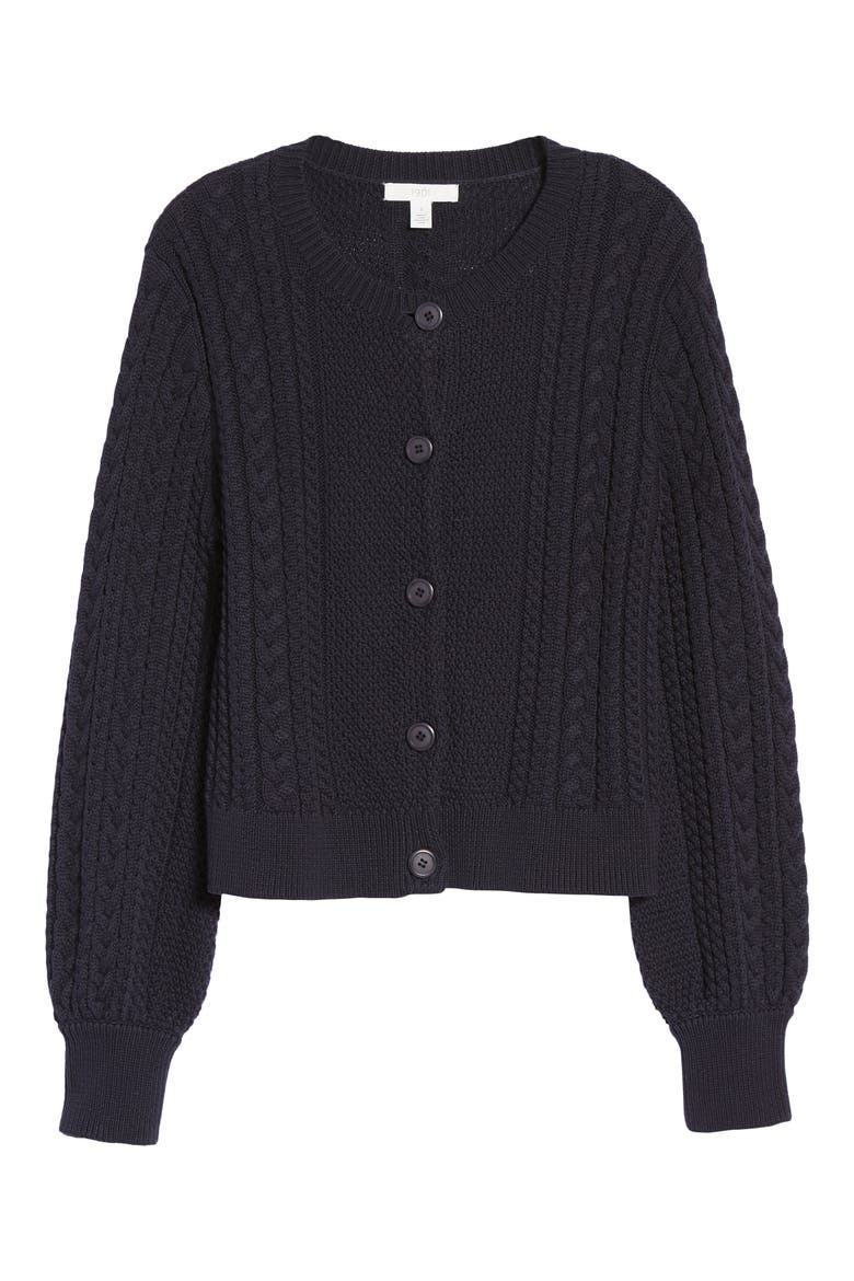 Blouson Sleeve Cardigan, Alternate, color, NAVY NIGHT