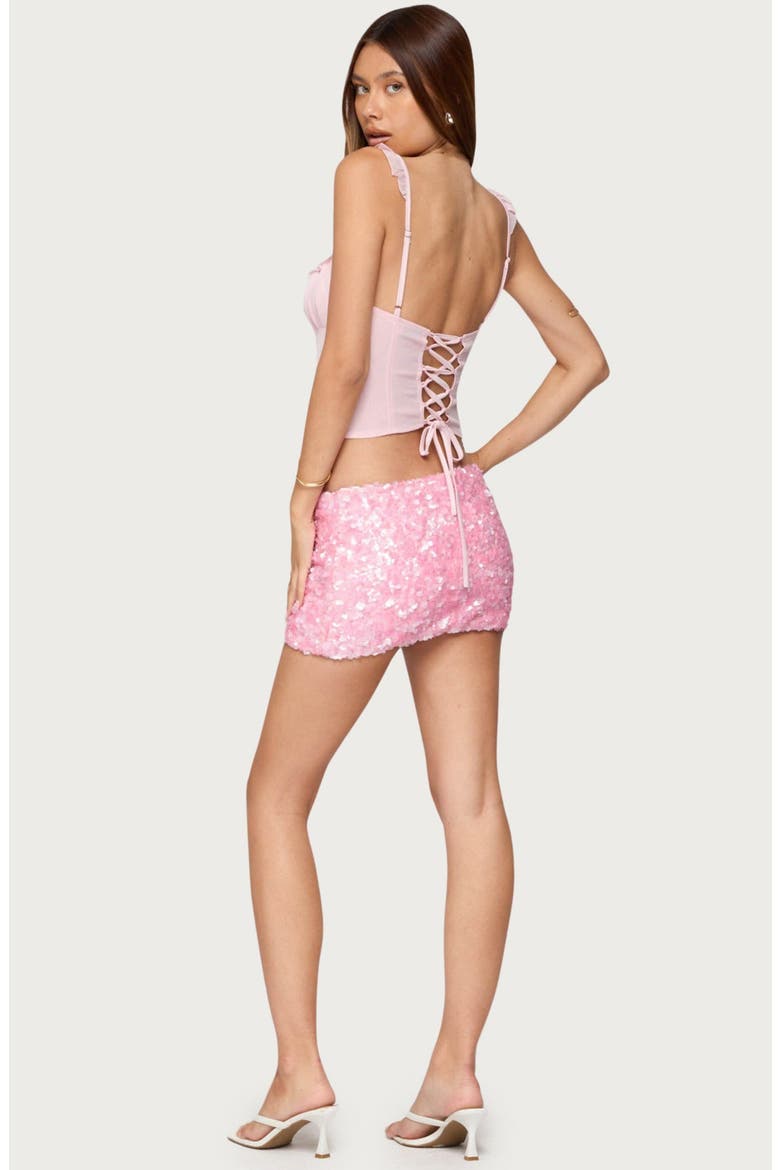 Wynne Chiffon Ruffle Corset Top, Alternate, color, LIGHT-PINK