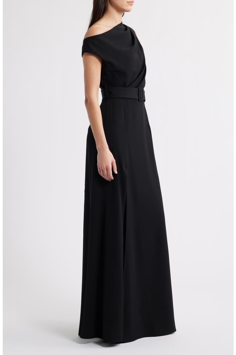 Caprina One-Shoulder A-Line Gown, Alternate, color, BLACK