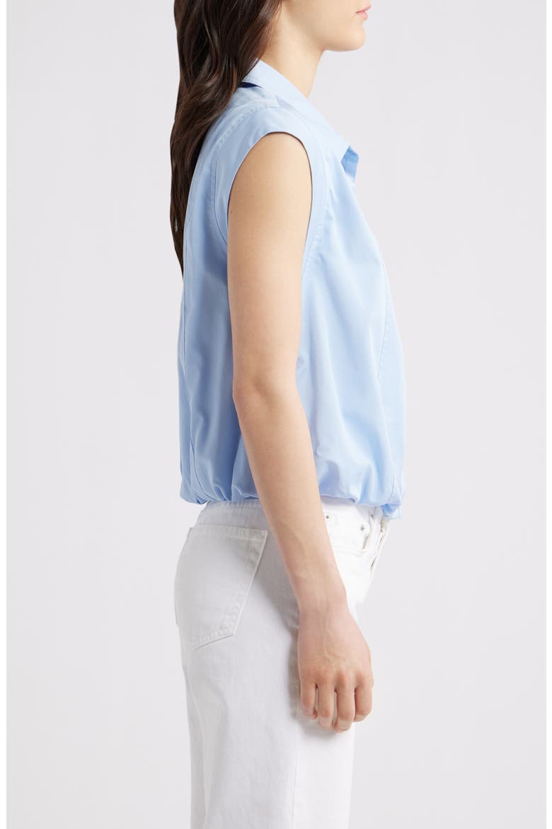 Cap Sleeve Button-Up Shirt, Alternate, color, HIGH SKY BLUE