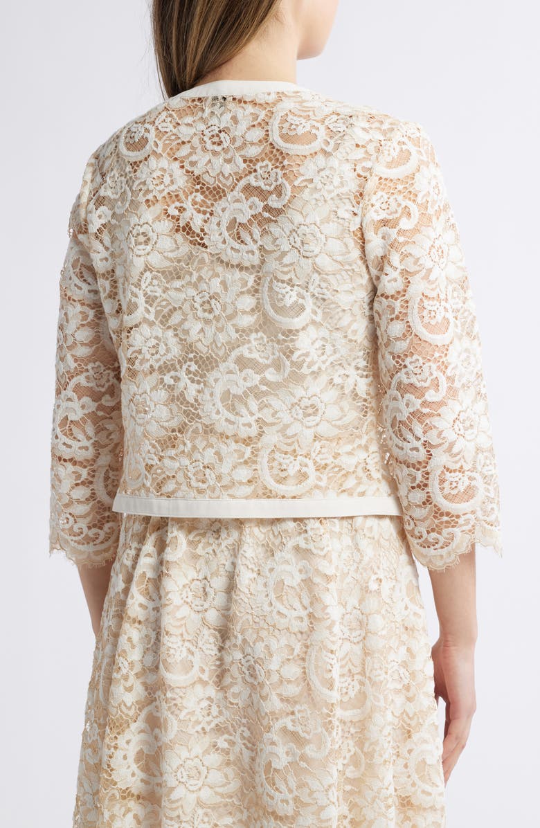 Anne Klein Floral Lace Open Front Jacket, Alternate, color, White