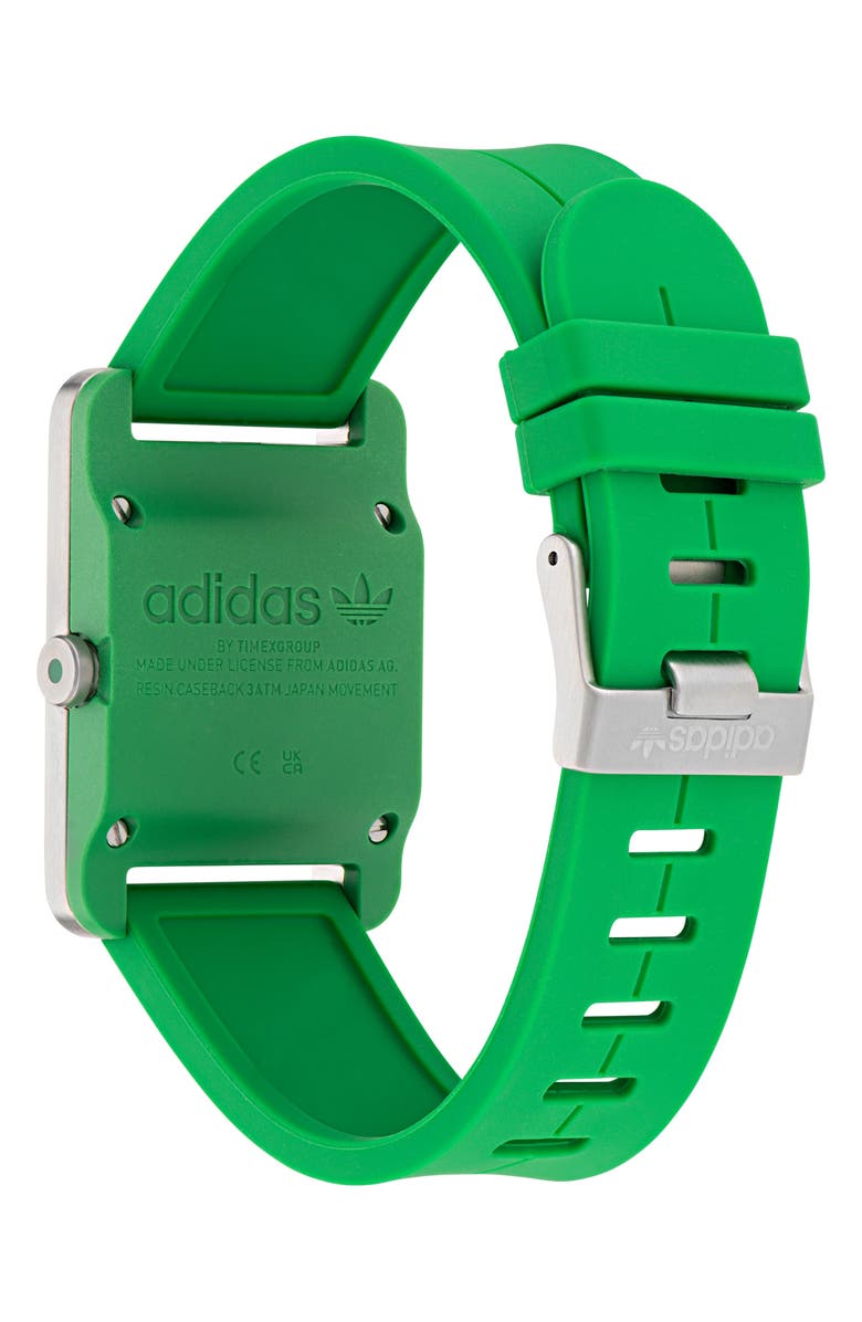 adidas Rectangular Dial Silicone Strap Watch, 31mm, Alternate, color, 