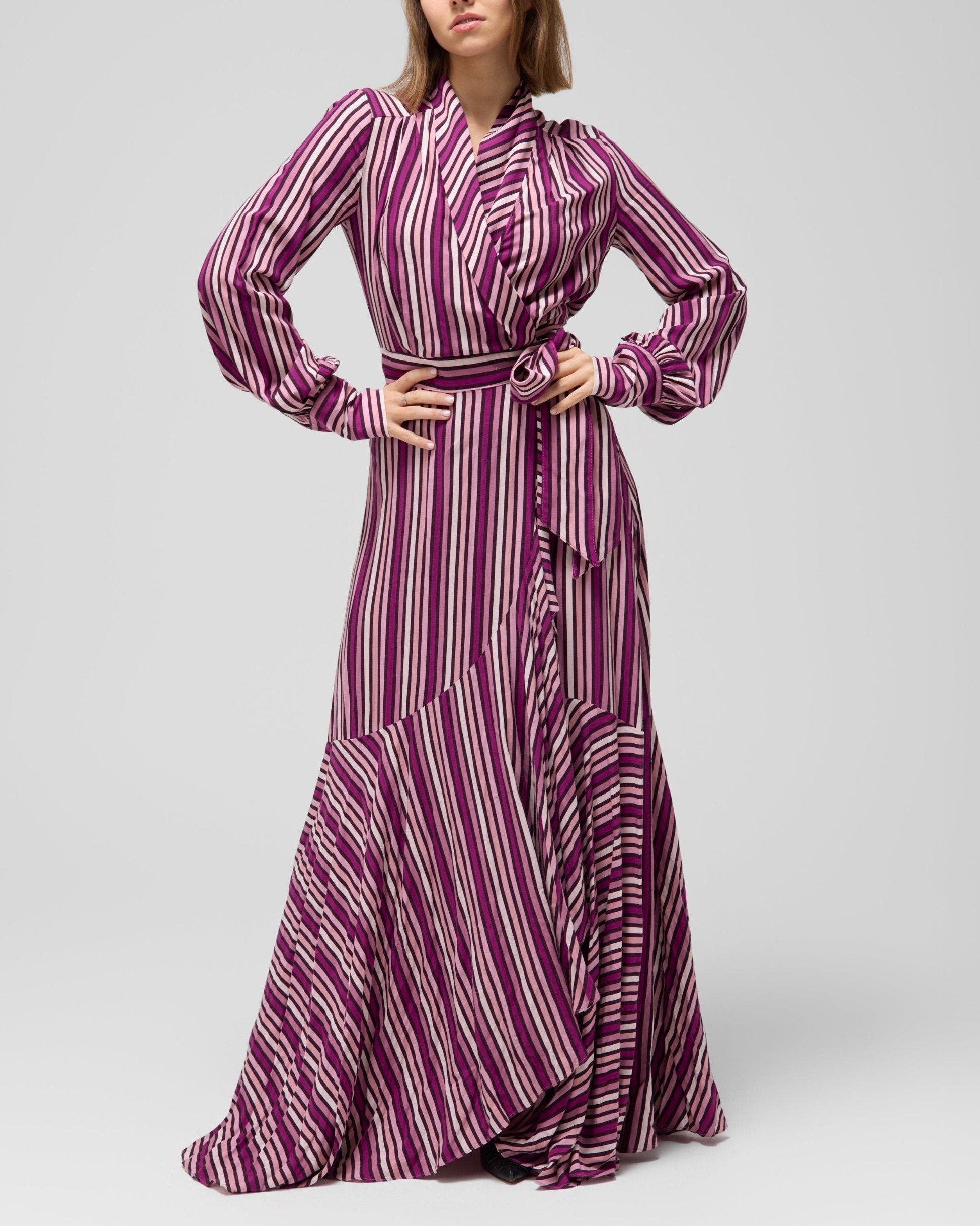 Striped Maxi Wrap Dress