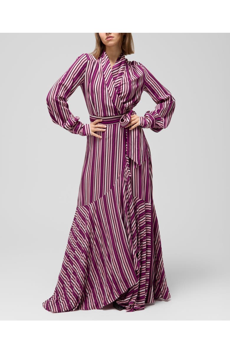Le Fafo Striped Maxi Wrap Dress, Main, color, Striped Pink