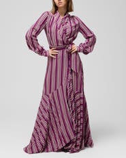 Le Fafo Striped Maxi Wrap Dress