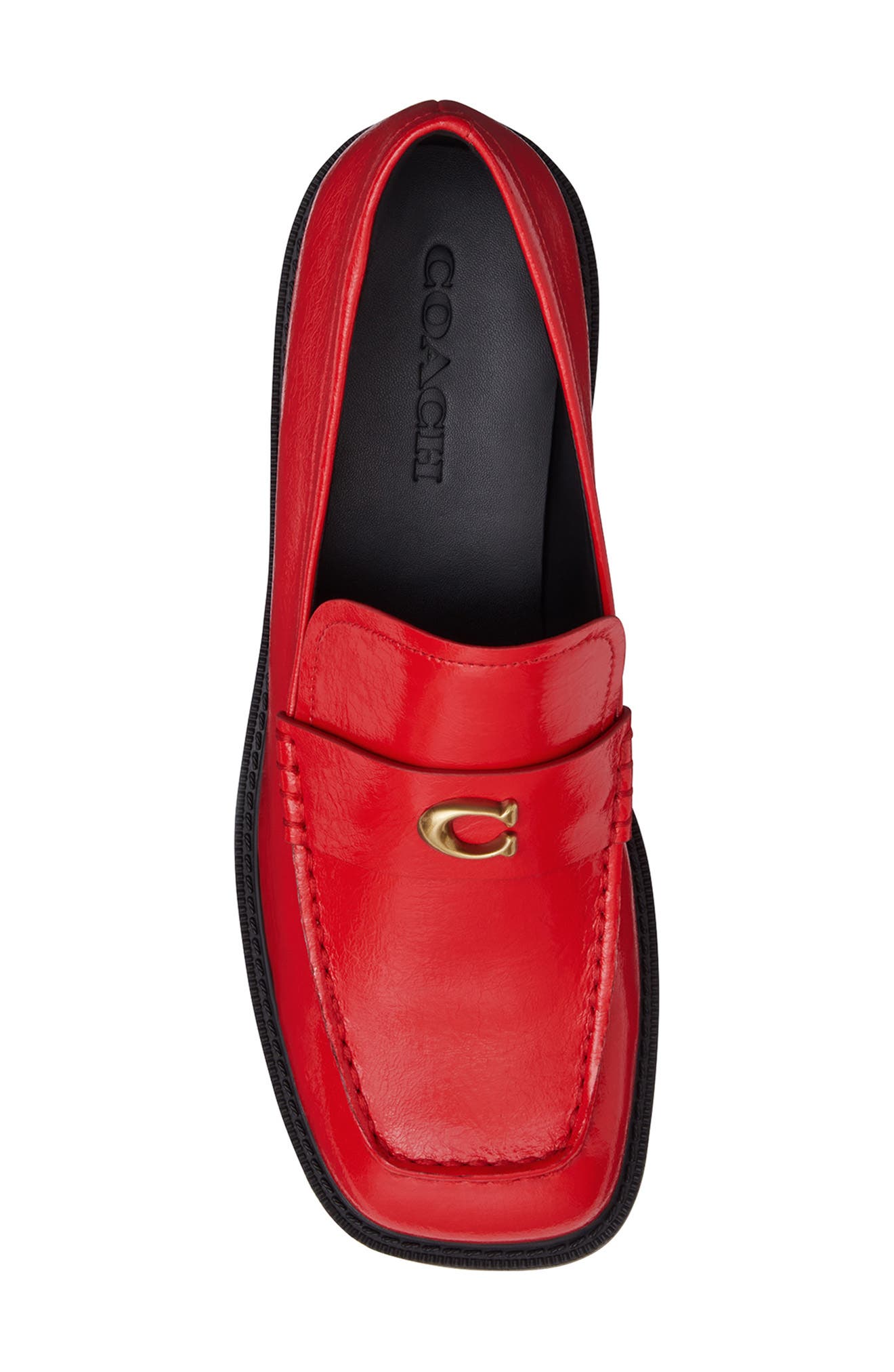 COACH Glazed Loafer, Alternate, color, Bright Red