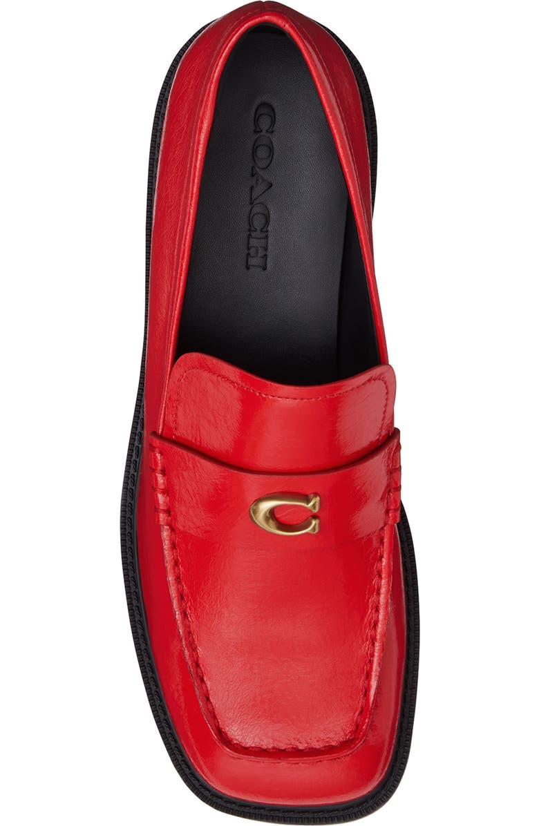 COACH Glazed Loafer, Alternate, color, Bright Red
