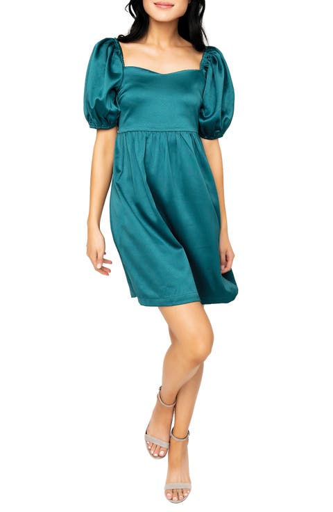 Puff Sleeve Satin Minidress