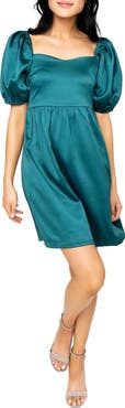 GIBSONLOOK Puff Sleeve Satin Minidress
