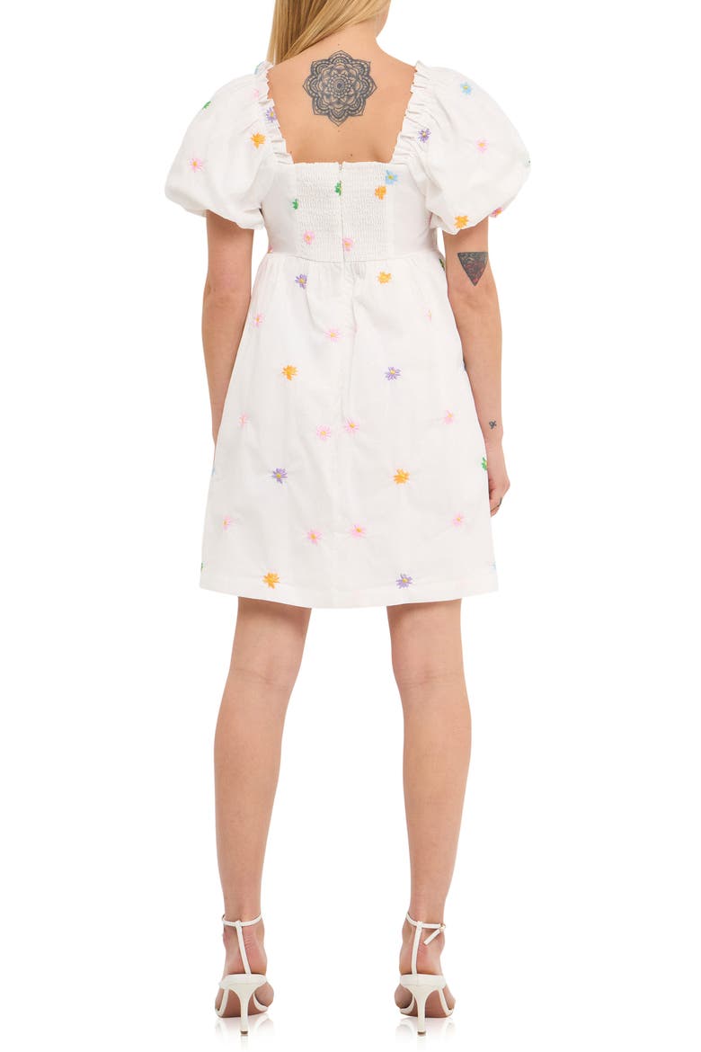 Floral Embroidery Babydoll Dress, Alternate, color, WHITE