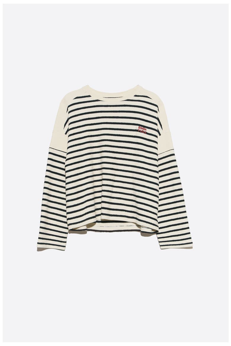 Striped Cotton Boat Neck T-Shirt, Alternate, color, IVORY