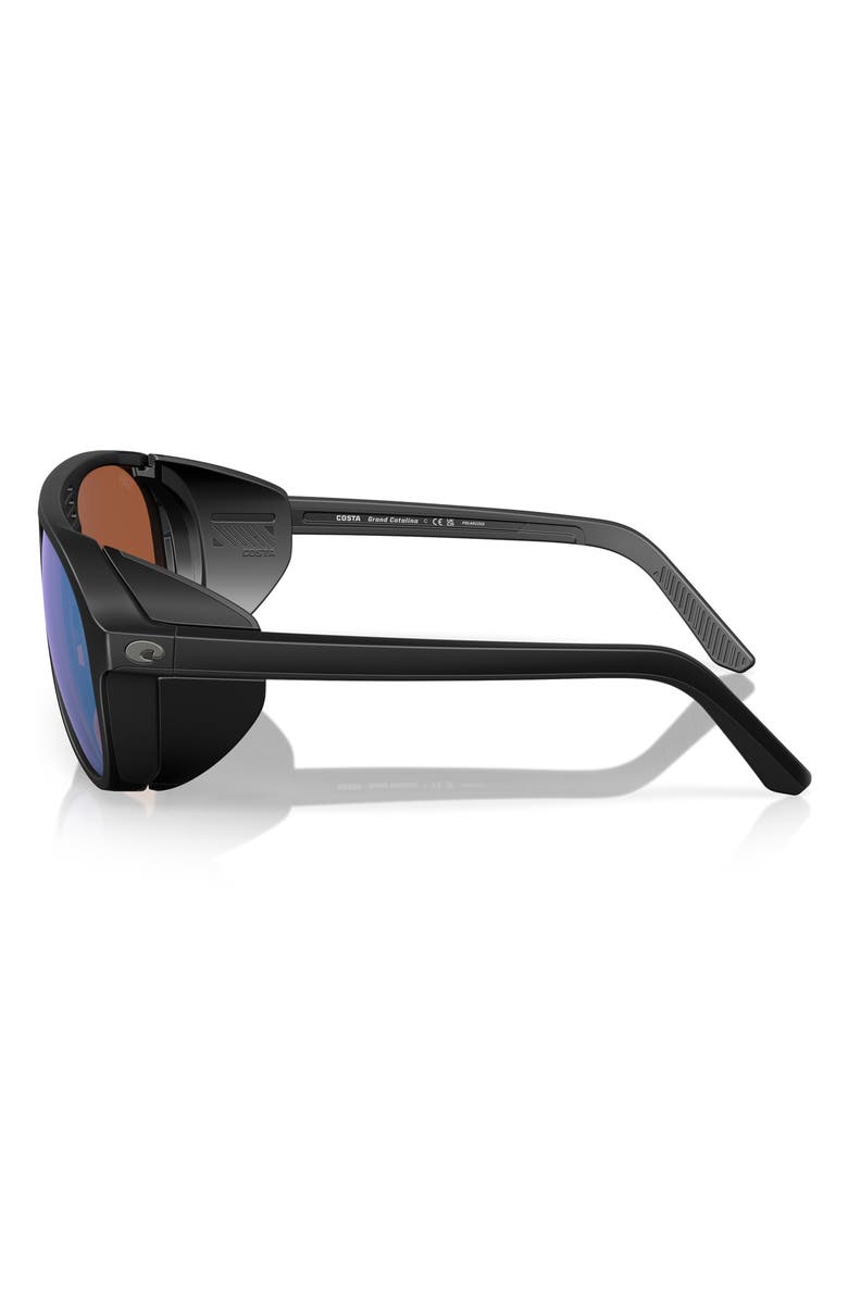 Costa Del Mar Grand Catalina 59mm Polarized Mirrored Aviator Sunglasses, Alternate, color, Black / Green Mirror 580G