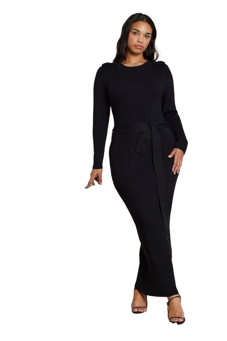 Multi Rib Maxi Sweater Dress, Main, color, BLACK ONYX