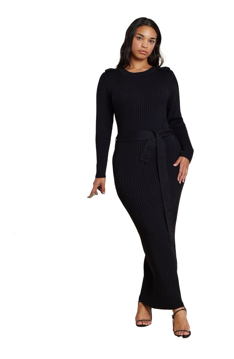 ELOQUII Multi Rib Maxi Sweater Dress, Main, color, 