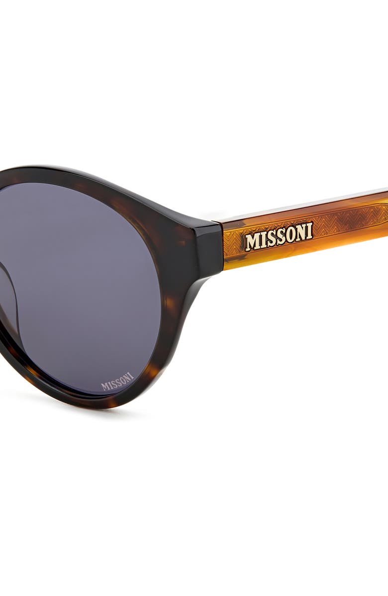 Missoni 49mm Round Sunglasses, Alternate, color, Havana Horn/ Grey