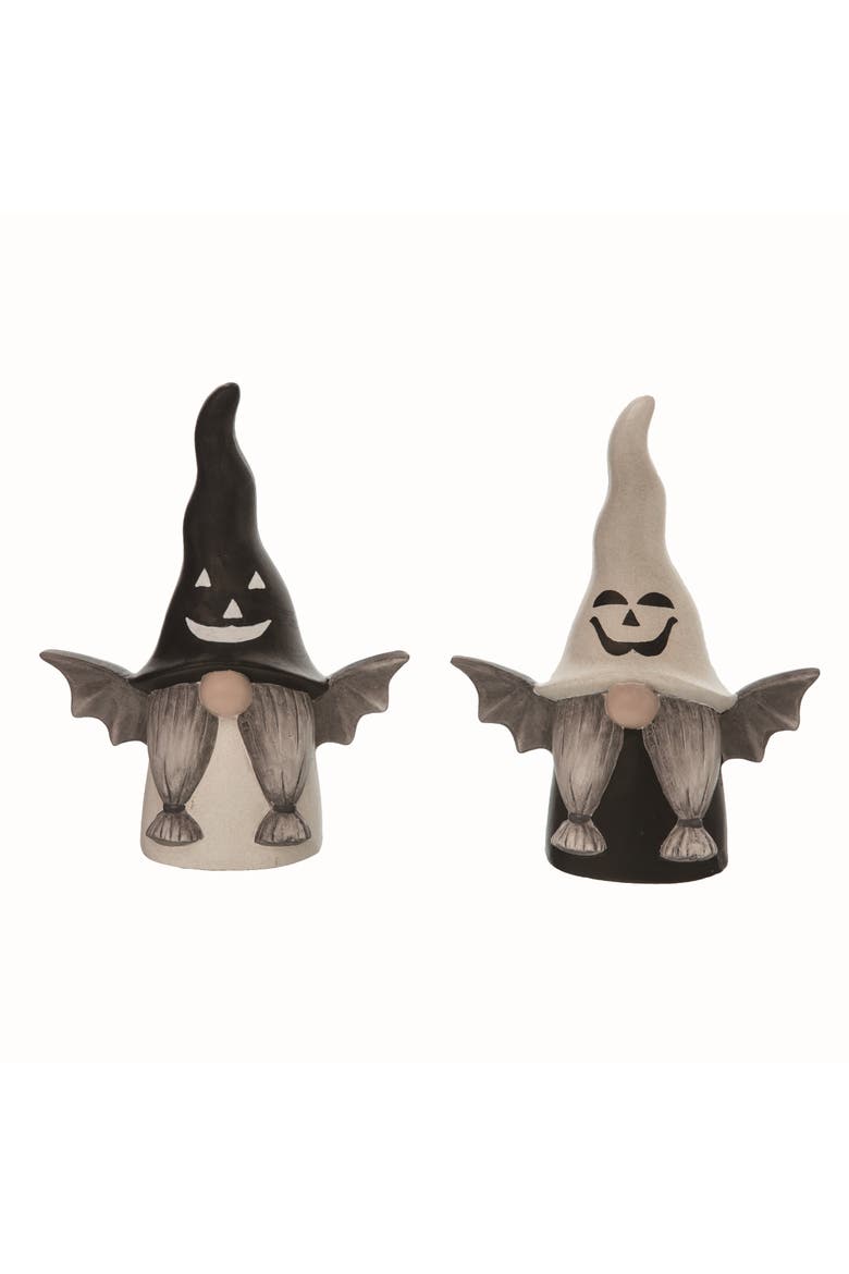 Ceramic Multicolor Halloween Bat Wing Gnome Set of Two, Main, color, Multicolored